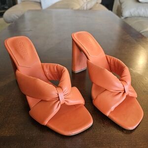 [NWT] Schutz Orange Knotted Leather High Heel Slide